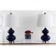 Safavieh Lighting 24-inch Eva Double Gourd Glass Navy Table Lamps (Set of 2)