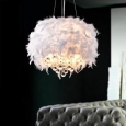 Iglesias Fluffy White Feathers and Crystal 3-light Pendant