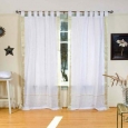 White with Gold Tab Top Sheer Sari Curtain / Drape / Panel - Piece