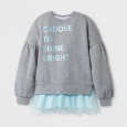 Girls' Tunic Sweatshirt - Cat & Jack Gray/Aqua (Gray/Blue) XS