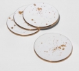 Threshold Stoneware Round Coasters Set Of 4 White With Gold Splash And Rim