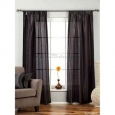 Black Tab Top Textured Curtain / Drape / Panel - 84
