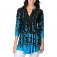 La Cera Women's Printed Pleated Top Tunic