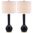 Safavieh Lighting 30.5-inch Mae Long Neck Ceramic Navy Table Lamps (Set of 2)