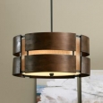 Schoolhouse Curved Wood 3-light Medium Walnut Pendant