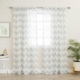 Aurora Home Sheer Chevron Rod Pocket 84-inch Curtain Panel Pair - 52 x 84