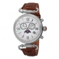 Akribos XXIV Women's Swiss Quartz Chronograph Leather Brown Strap Watch