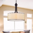 Taylor Antique Bronze with Off-white Fabric Shade 20-inch Pendant Lamp