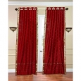 Red Ring Top Sheer Sari Curtain / Drape / Panel - Piece