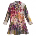 Women's Tunic Top - Purple & Pink Watercolor Flower Garden Shirt