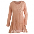 Women's Tunic Top - Lightweight Lace Peach 3/4 Sleeve Shirt