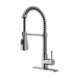 VIGO Brant Stainless Steel Pull-Down Spray Kitchen Faucet with Deck Plate