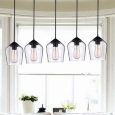 Belinda Antique Black Finish Clear Glass 5 Light Pendant Chandelier