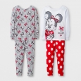 Toddler Girls' 4pc Disney Minnie Mouse Pajama Set - White 4T