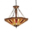 Tiffany Style Mission Design Dark Bronze 3-light Inverted Pendant