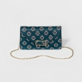 Women's Floral Foldover Clutch - A New Day Navy, Size: Small, Turquoise