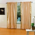 Gold Rod Pocket Sheer Sari Curtain / Drape / Panel - Pair