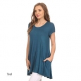 Women's Short Sleeve Solid Tunic