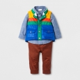 Baby Boys' Puffer Vest, Shirt and Pants Set - Cat & Jack Chambray NB, Blue