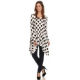 Women's White/Black Polyester/Spandex Large Polka Dot Tunic