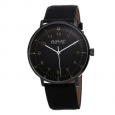 August Steiner Men's Swiss Quartz Leather Strap Watch - Black