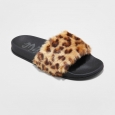 Women's Mad Love Phoebe Fur Slide Sandals - Brown 11, Leopard