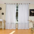 White Silver Tab Top Sheer Sari Curtain / Drape / Panel - Pair