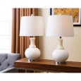 Abbyson Ellis White Glass Table Lamp (Set of 2)