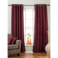 Dark Maroon Ring Top Matka Raw Silk Curtain / Drape / Panel - Piece