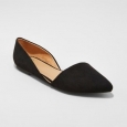 Merona Poppy Black Faux Suede Pointed Toe Slip On Flats Women's Sz Us 8