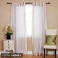 Aurora Home Dupioni Border Sheer Voile Tab Top Curtain Pair