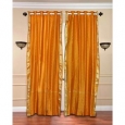 Mustard Ring Top Sheer Sari Curtain / Drape / Panel - Piece