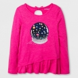 Girls' Long Sleeve Space Globe Graphic T-Shirt - Cat & Jack Pink M