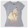 Girls' Beauty and the Beast Belle Short Sleeve T-Shirt - Heather Grey XL, Gray