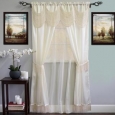 Complete 6-piece Satin Fringe Window Curtain Panel Set - 56 x 84