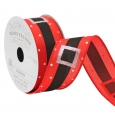 1.5 Red Satin with Glitter Buckle Fabric Ribbon 20ft - Wondershop