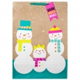 Snowman Family on Faux Kraft Gift Bag Jumbo - Wondershop, Green