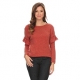 Women's Soft Fuzzy Fabric Ruffle Top