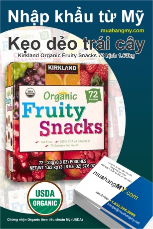 Kẹo dẻo trái cây Kirkland Organic Fruity Snacks 72 bịch 1.63kg