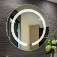 Costway 20'' LED Mirror Illuminated Light Wall Mount Bathroom Round Make Up Touch Button