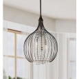 Indoor 3-light Copper/ Crystal Pendant Chandelier