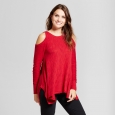 Women's Cold Shoulder Sharkbite Sweater Knox Rose Red Xxl