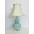 Sea Foam Double Gourd Porcelain Lamp on Crystal Base