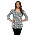 Xehar Womens Casual Crisscross Floral Ruffle Blouse Top