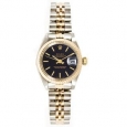 Women's Pre-owned Rolex Stainless Steel & 18K Gold Jubilee Bracelet, Gold Fluted Bezel & Black Index Dial