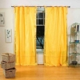 Yellow Tie Top Sheer Sari Curtain / Drape / Panel - Pair