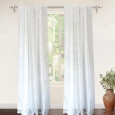 DriftAway Hayden Chevron White Voile Sheer Window Curtains, 2 Panels