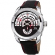 Joshua & Sons Men's Retrograde Arch-Themed Sporty Red/Black Leather Strap Watch