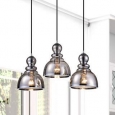 Alita Antique Black 3-light Smoked Bubble Glass Chrome Edge Pendant                          Cluster