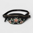 Women's Violet Ray Embroidered Fanny Pack Belt Bag - Black